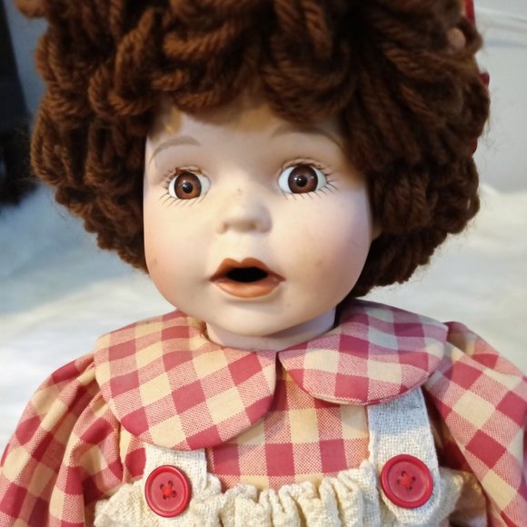 Toys Vintage Porcelain Doll Yarn Hair Stuffed Body Poshmark